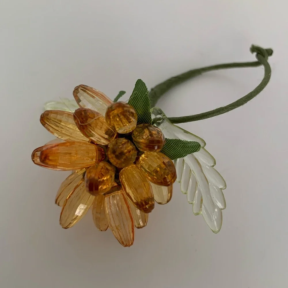 Wine Glass Charms Set of 6 Plastic Flower 3D Rings Pink Green Purple Orange